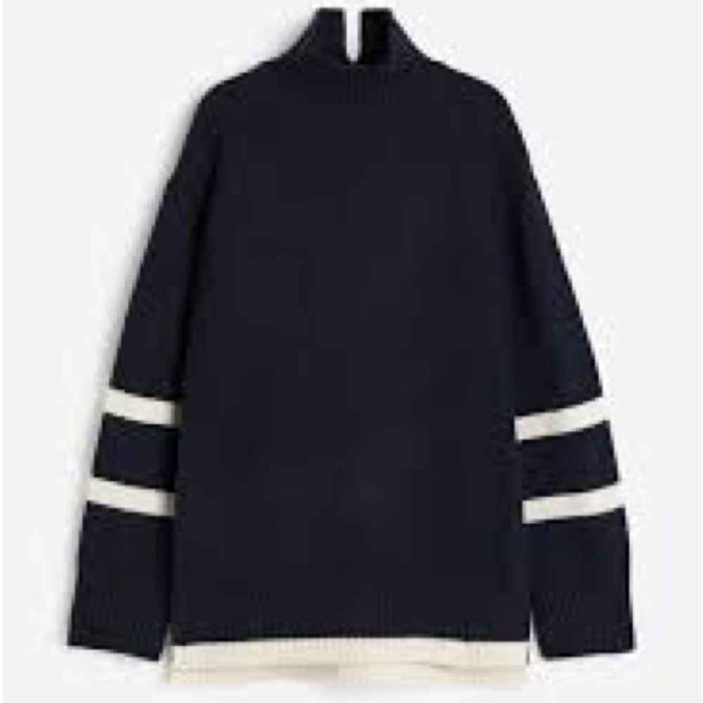 H&M Navy and White Striped Knit Sweater